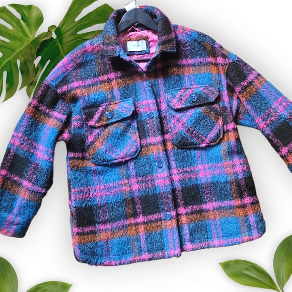 Reserved Jackets & Blazers - Bright Multi Plaid Wool/Poly Coat/Shacket, sz Medium